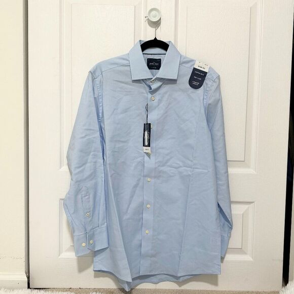 Men Savile Row Casual Button Down Shirt Slim Fit in Light Blue Size 16 - Picture 1 of 8